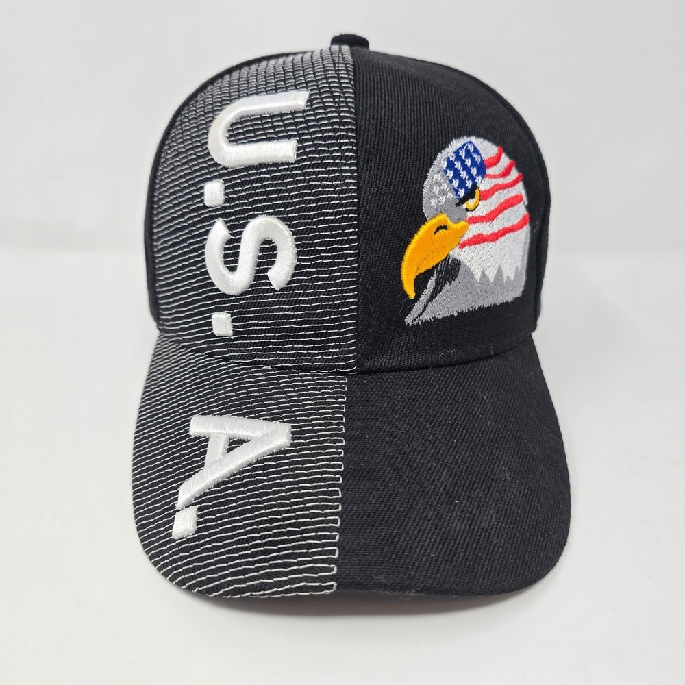 Ramram USA Patriotic Bald Eagle American Flag Baseball Cap Black Grey Adjustable
